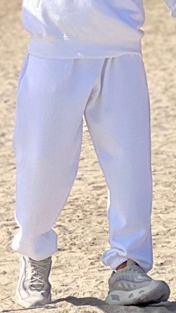 White unisex joggers online